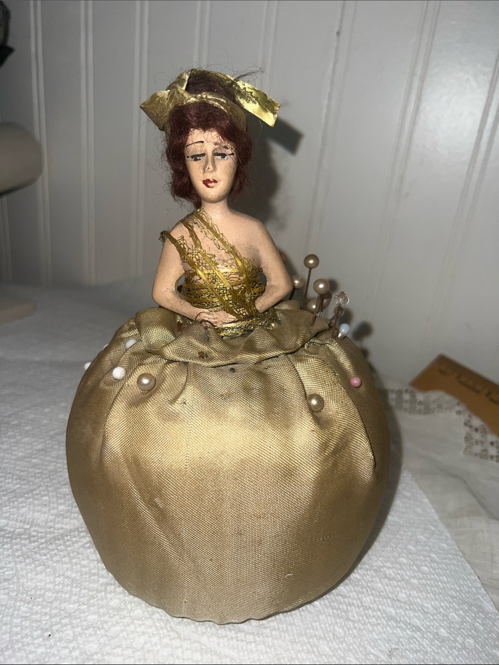 Antique Half doll pin cushion bisque